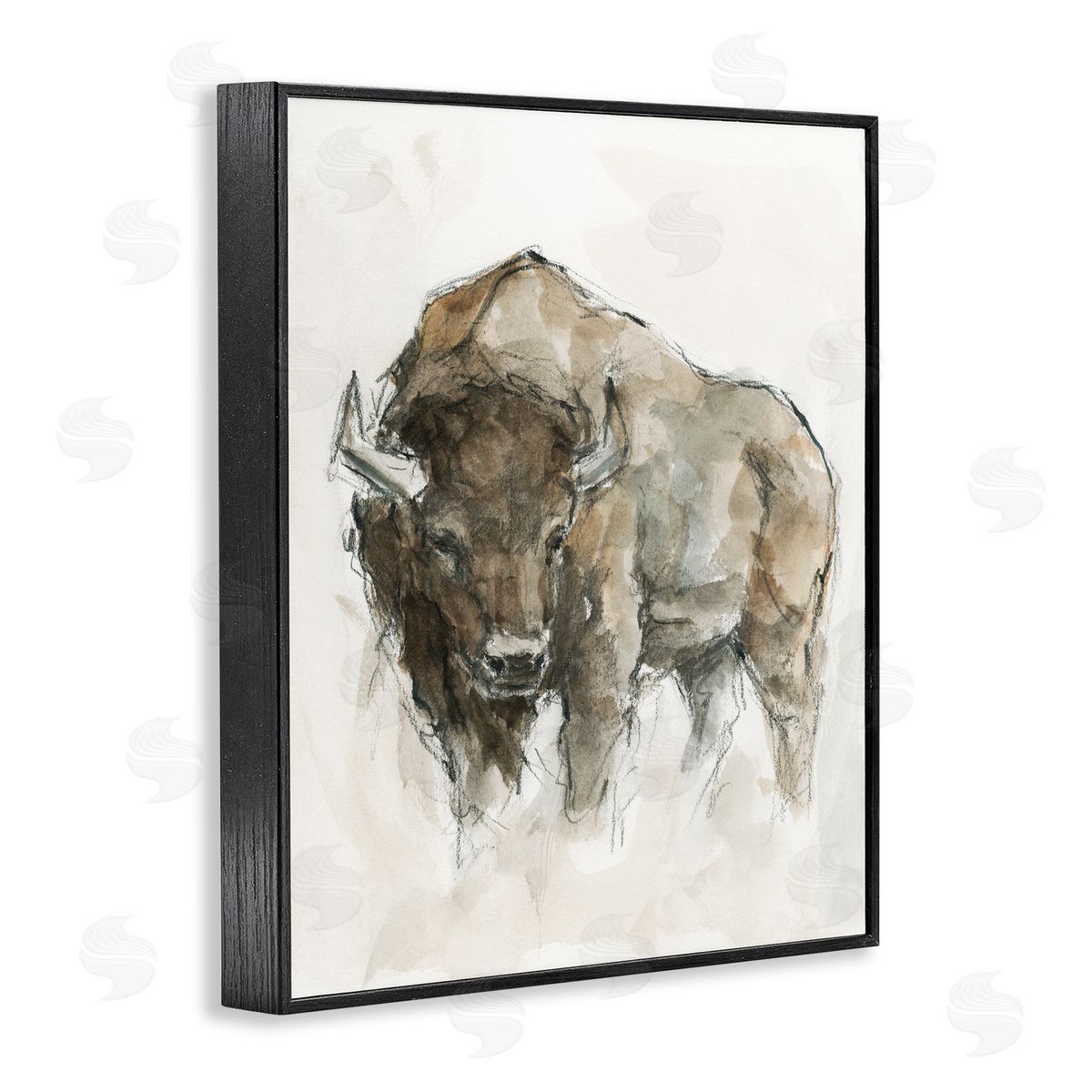 Western American Buffalo Black Frame Print Wall Art, Home Decor by Ethan Harper