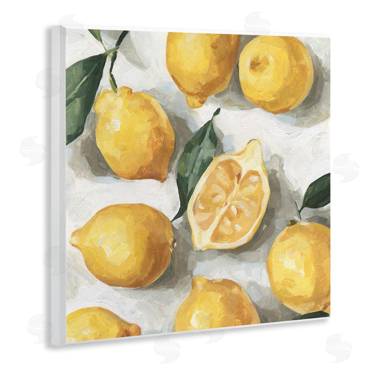 Citrus Lemons Over White Wood Plaque Wall Art, Home Decor by Emma Caroline