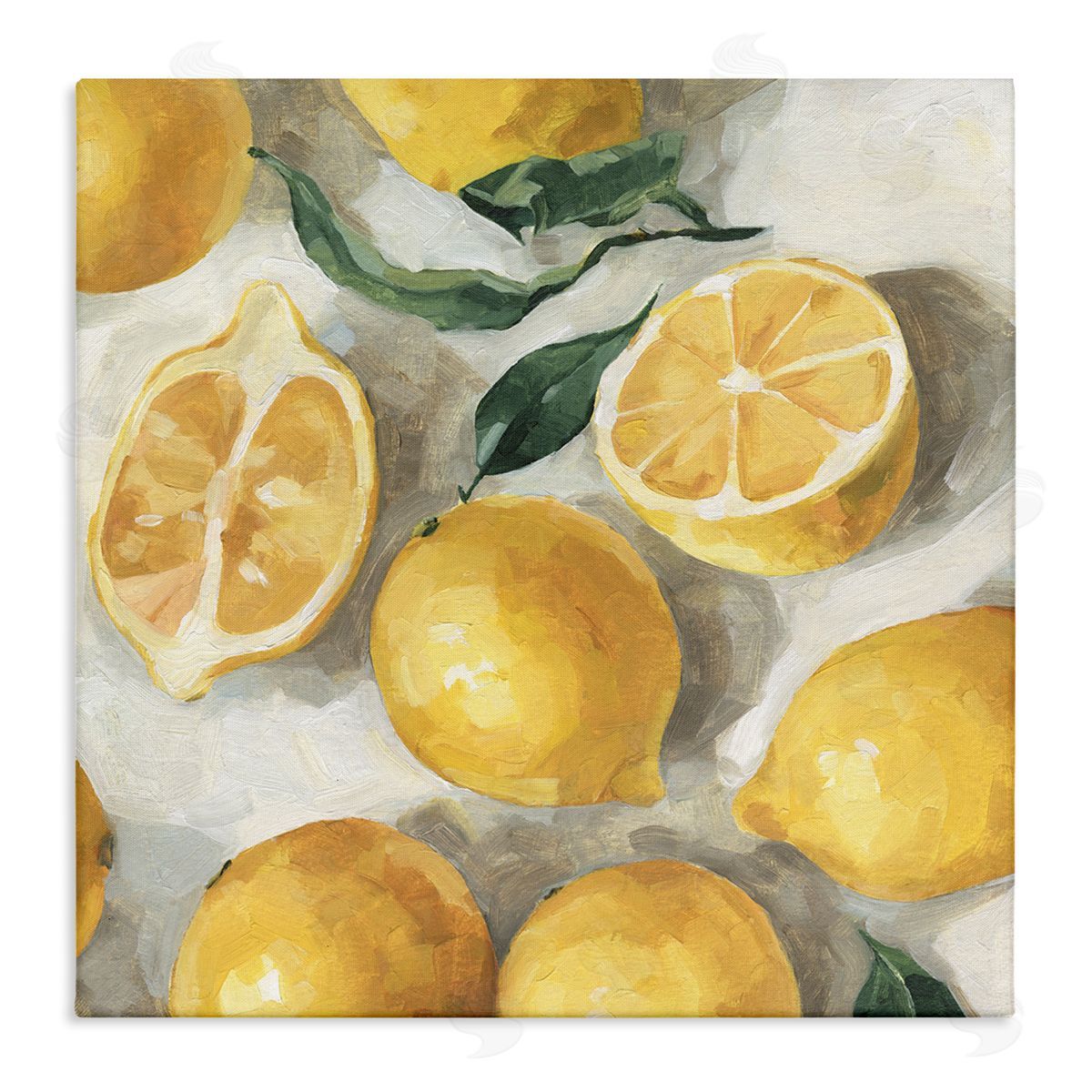 Emma Caroline Citrus Fruits Sliced Lemon Pile Over White Canvas Wall Art