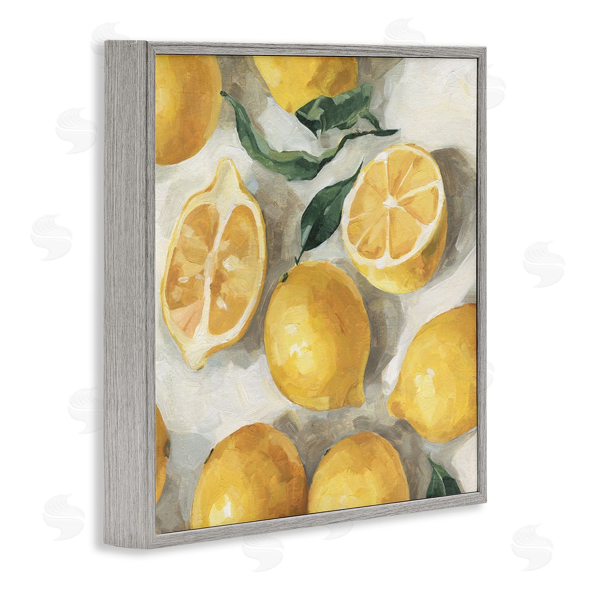 Emma Caroline Citrus Fruits Sliced Lemon Pile Over White Gray Framed Giclee Wall Art