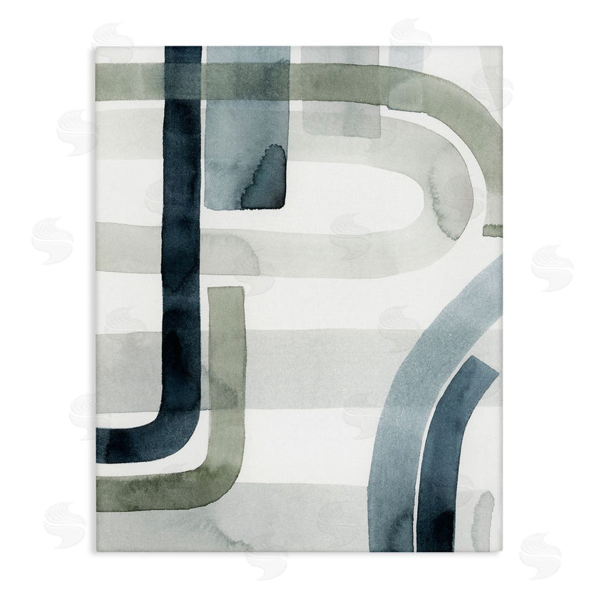 Grace Popp | Dark Blue Green Linework Abstract Swoop Design