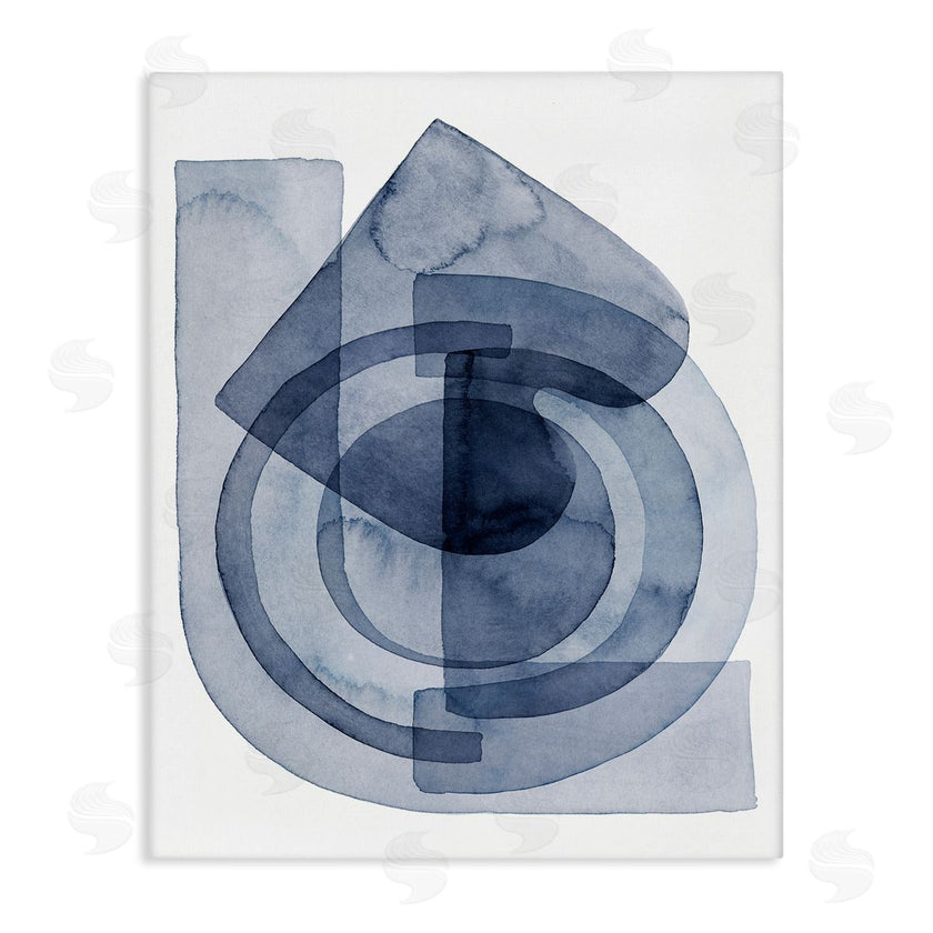 Grace Popp | Layered Blue Opaque Shapes Central Circle Abstract