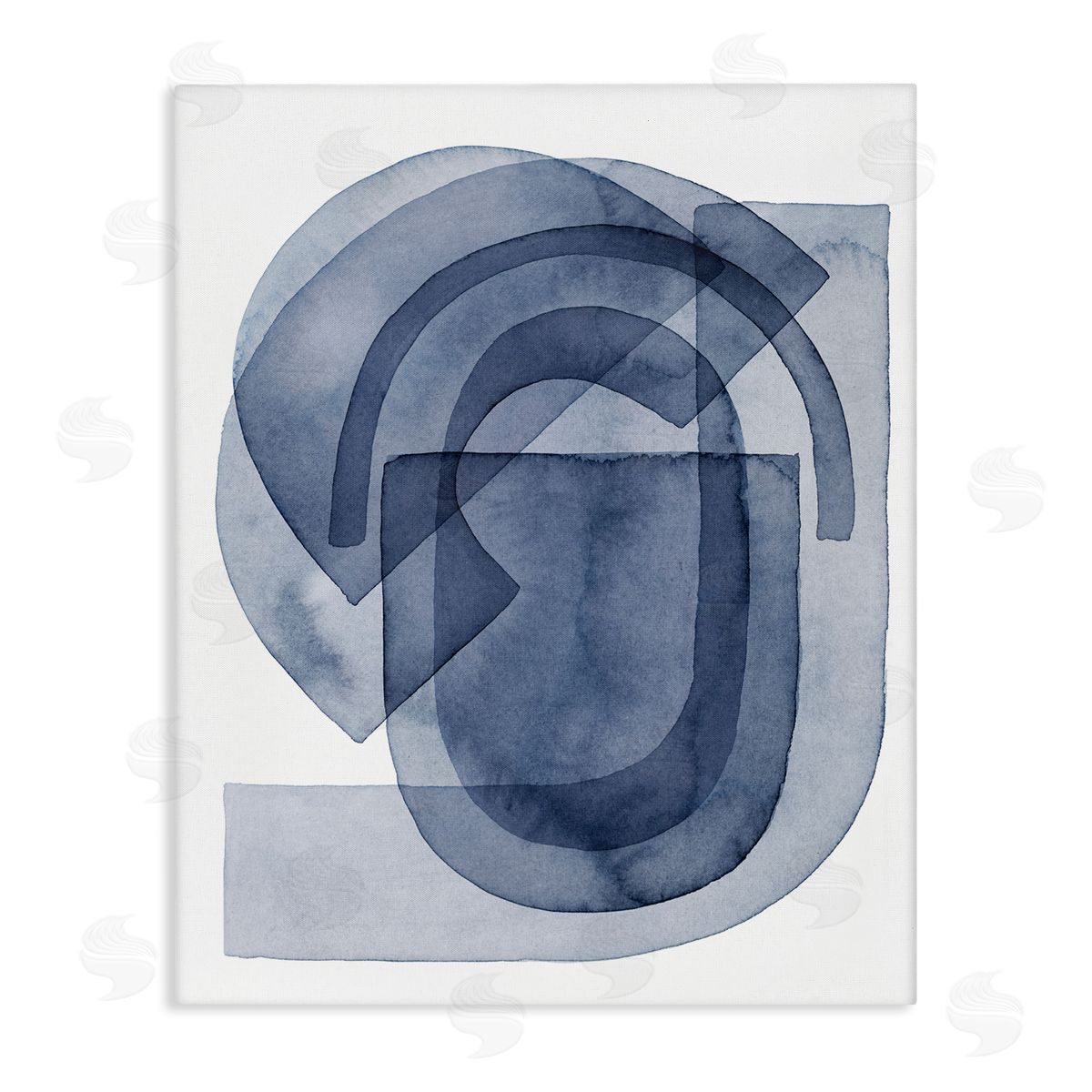 Grace Popp Blue Gear Shape Abstraction Layered Opaque Details Canvas Wall Art