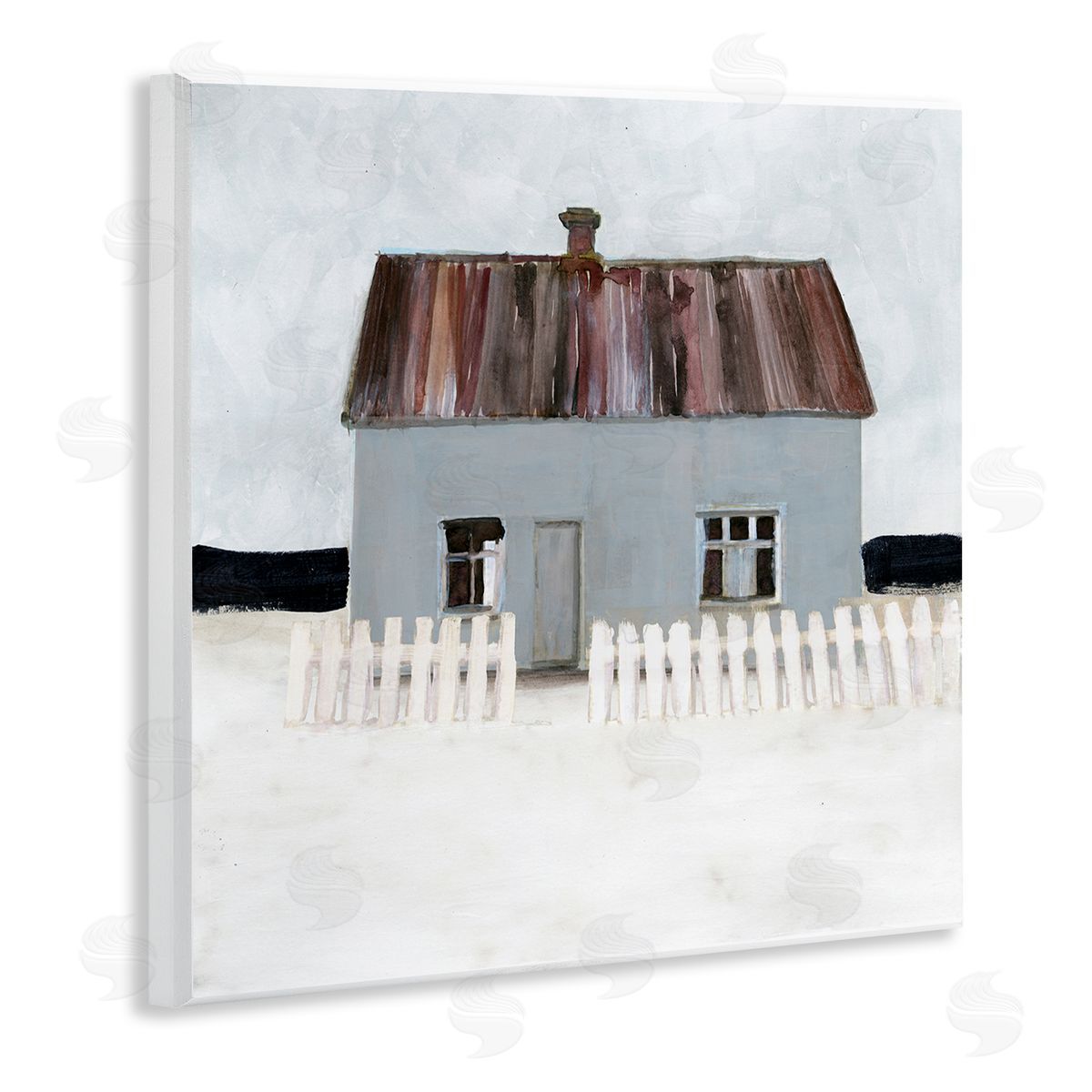 Stellar Design Studio Rustic Winter Beach House Coastal Landscape Wall Plaque Art