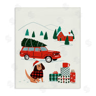 Victoria Barnes | Vintage Red Car Christmas Festive Santa Dog
