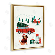 Victoria Barnes | Vintage Red Car Christmas Festive Santa Dog