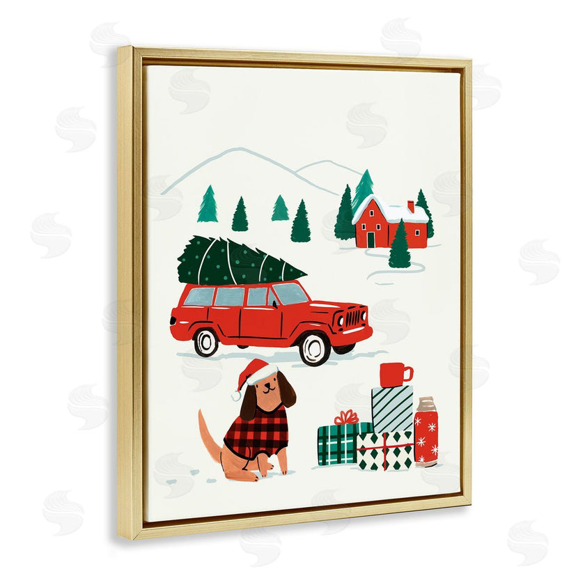 Victoria Barnes | Vintage Red Car Christmas Festive Santa Dog