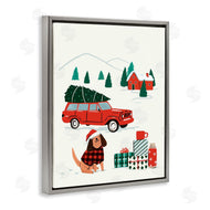 Victoria Barnes | Vintage Red Car Christmas Festive Santa Dog