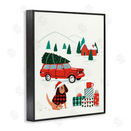 Victoria Barnes | Vintage Red Car Christmas Festive Santa Dog