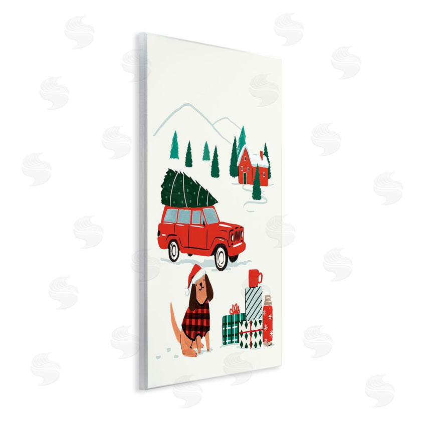 Victoria Barnes | Vintage Red Car Christmas Festive Santa Dog