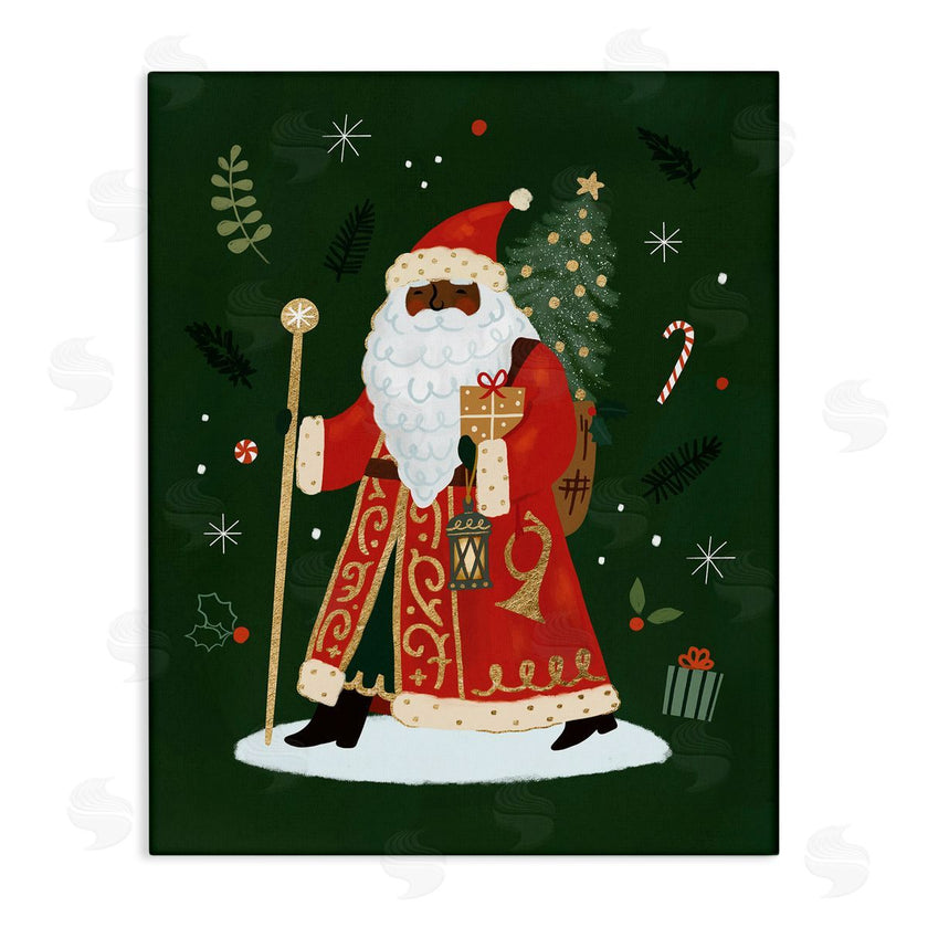 Victoria Barnes | Festive Santa Claus Figure Green Christmas Holiday