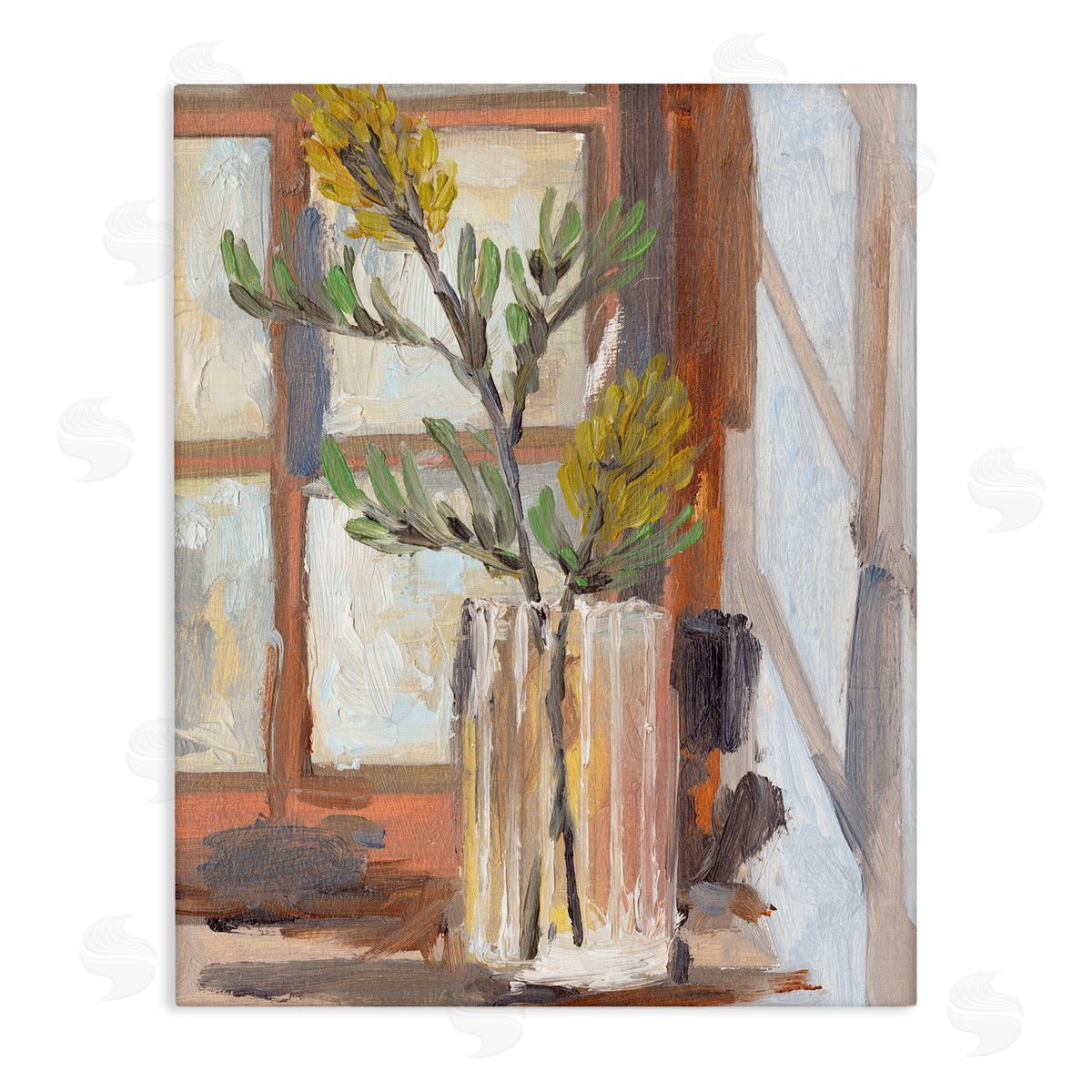 Melissa Wang Charming Yellow Floral Jar Window Sill Flowers Canvas Wall Art