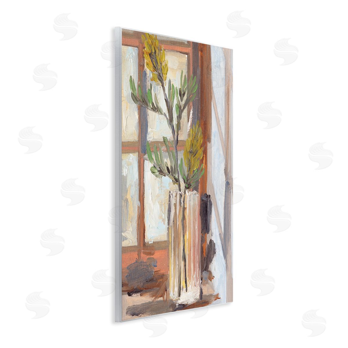 Melissa Wang Charming Yellow Floral Jar Window Sill Flowers Wall Plaque Art