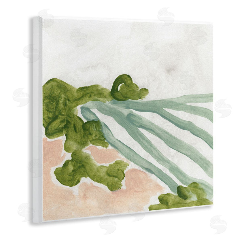 June Erica Vess | Fluid Coastline Abstract Landscape Soft Pink Green