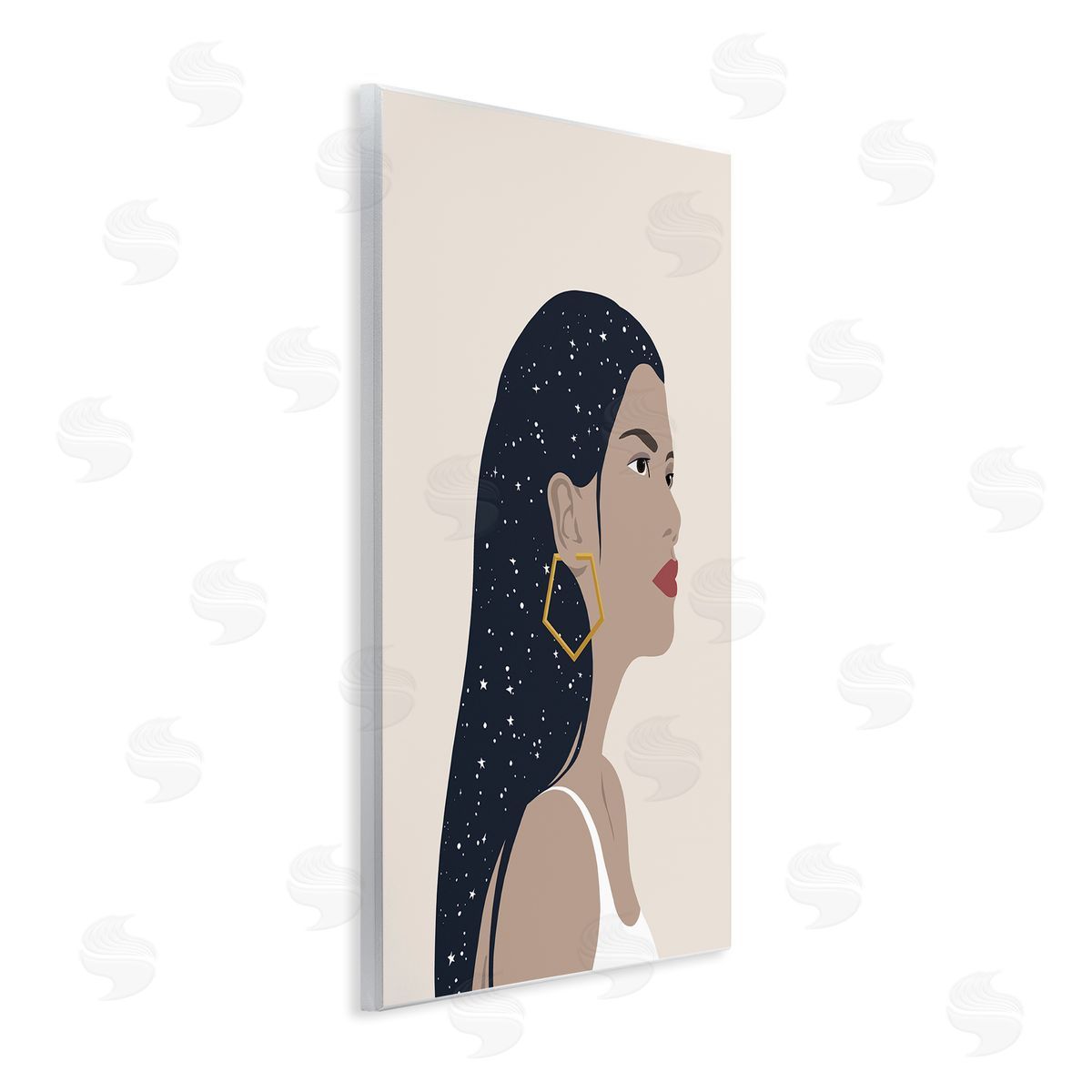Annie Warren Female With Earring Abstract Star Constellation Hair Wall Plaque Art