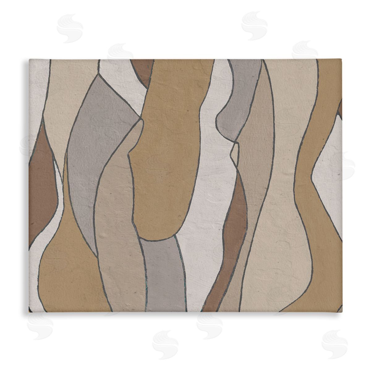 Alonzo Saunders Abstract Curved Body Shapes Brown Beige Neutral Canvas Wall Art