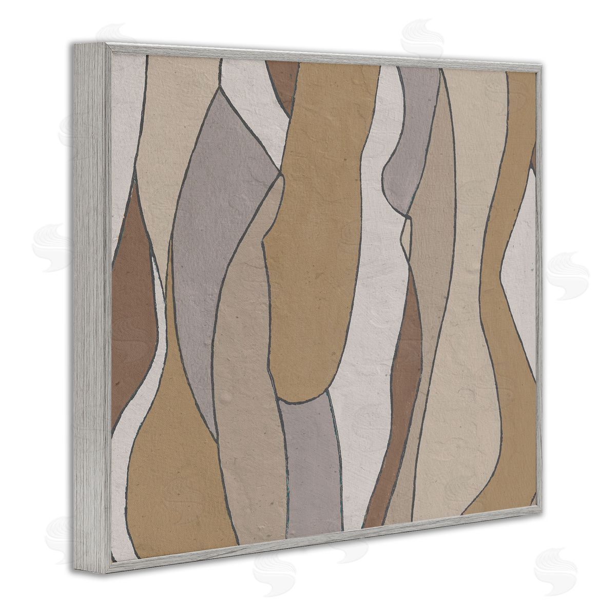Alonzo Saunders Abstract Curved Body Shapes Brown Beige Neutral Gray Framed Giclee Wall Art