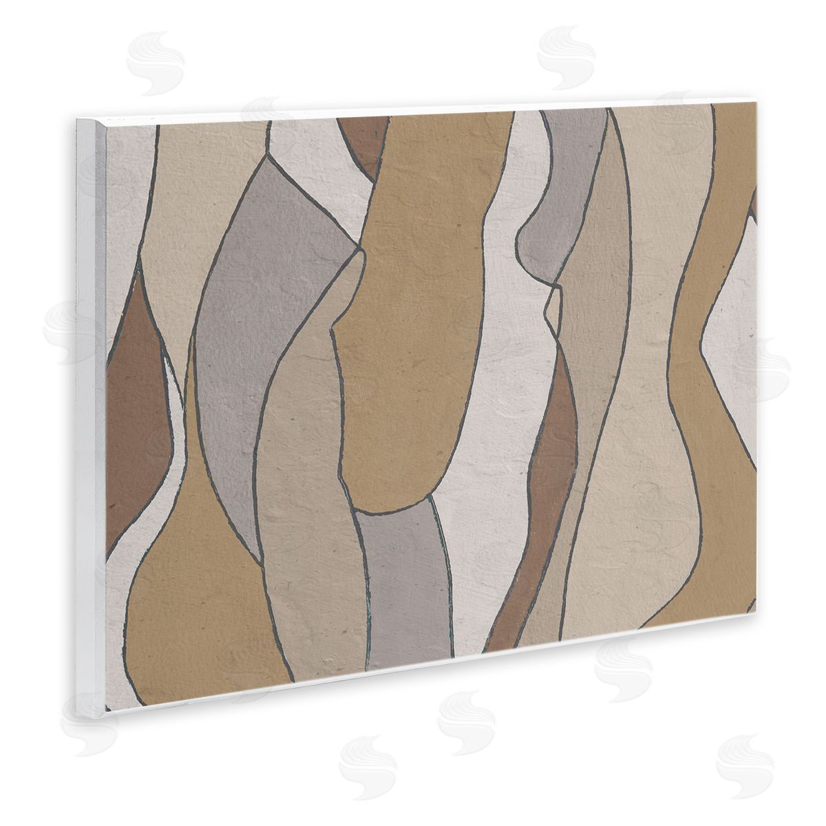 Alonzo Saunders Abstract Curved Body Shapes Brown Beige Neutral Wall Plaque Art