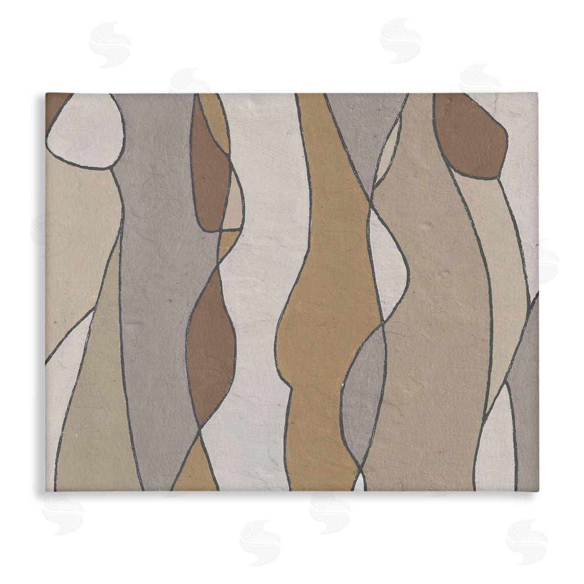 Alonzo Saunders Curved Shape Figures Abstraction Brown Beige Neutral Canvas Wall Art