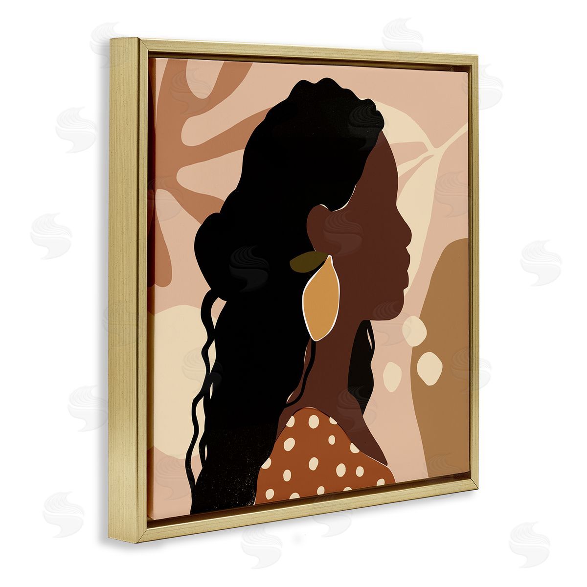 Victoria Barnes Curly Hair Lemon Citrus Earring Female Portrait Gold Floater Frame Canvas Art