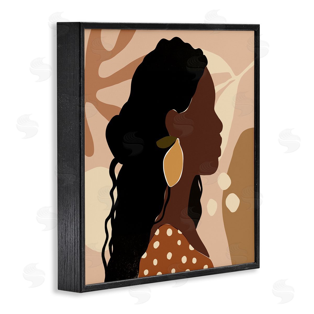Victoria Barnes Curly Hair Lemon Citrus Earring Female Portrait Black Framed Giclee Wall Art
