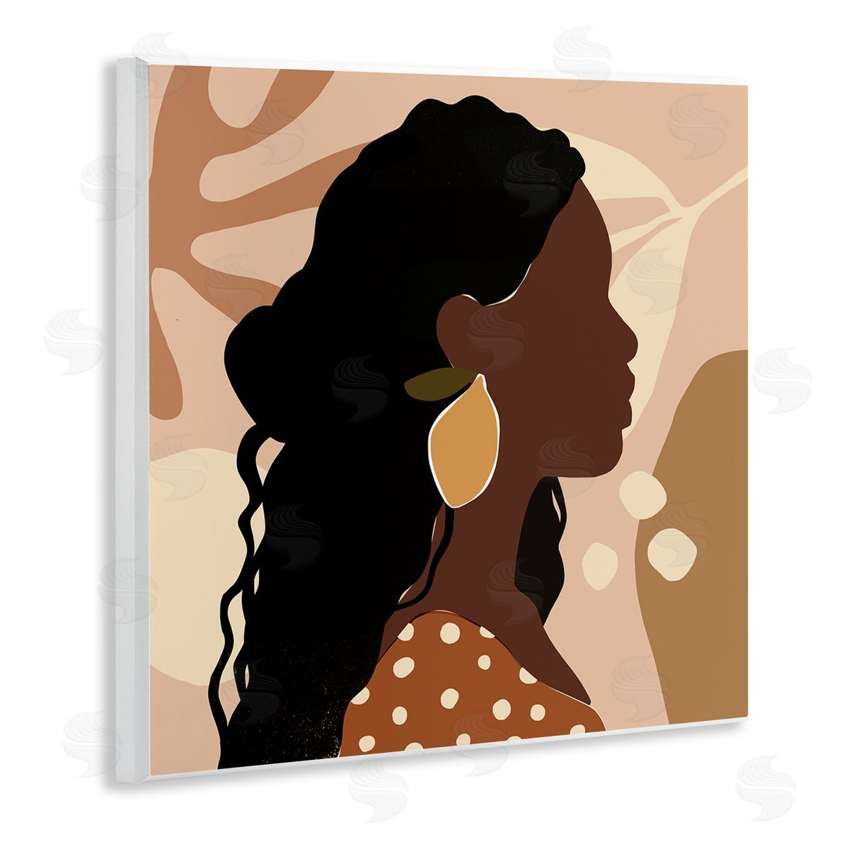Victoria Barnes Curly Hair Lemon Citrus Earring Female Portrait Wall Plaque Art