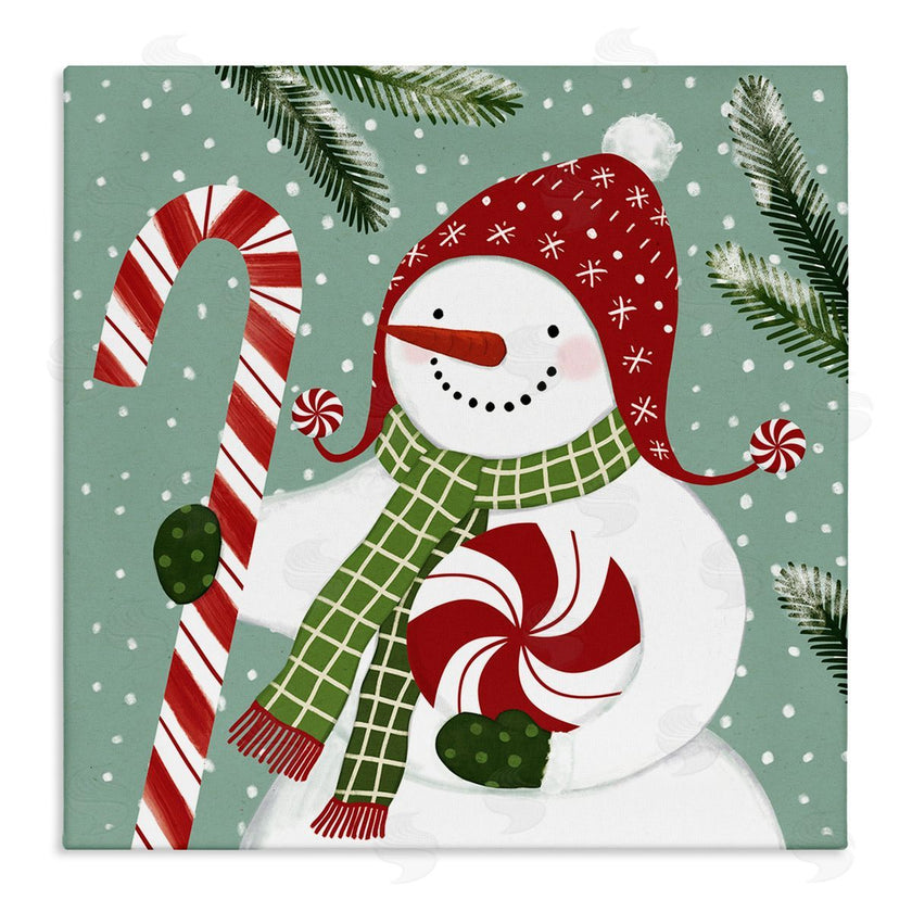 Victoria Barnes | Peppermint Candy Snowman Green Winter Forest