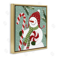 Victoria Barnes | Peppermint Candy Snowman Green Winter Forest