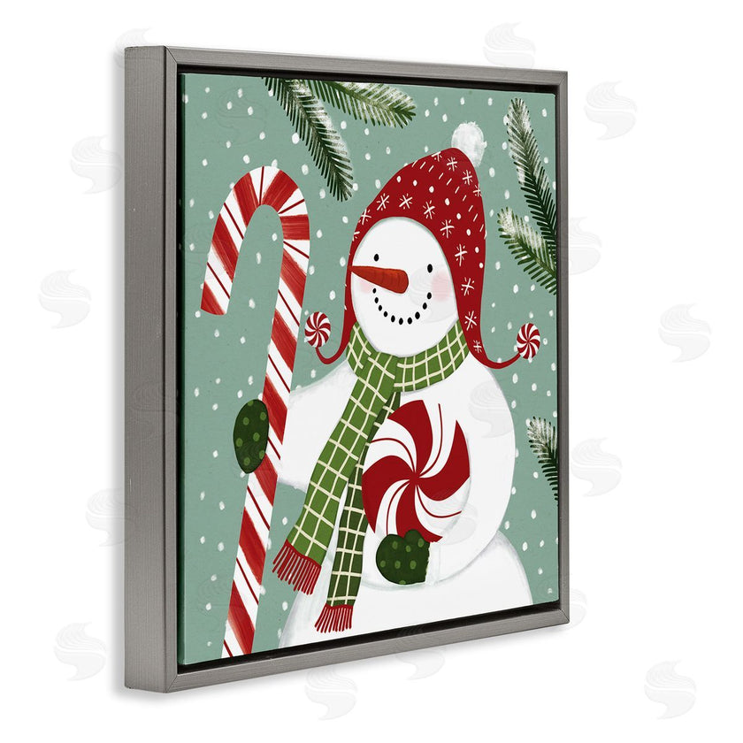 Victoria Barnes | Peppermint Candy Snowman Green Winter Forest