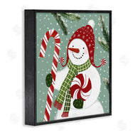Victoria Barnes | Peppermint Candy Snowman Green Winter Forest