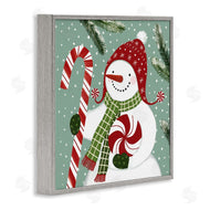 Victoria Barnes | Peppermint Candy Snowman Green Winter Forest