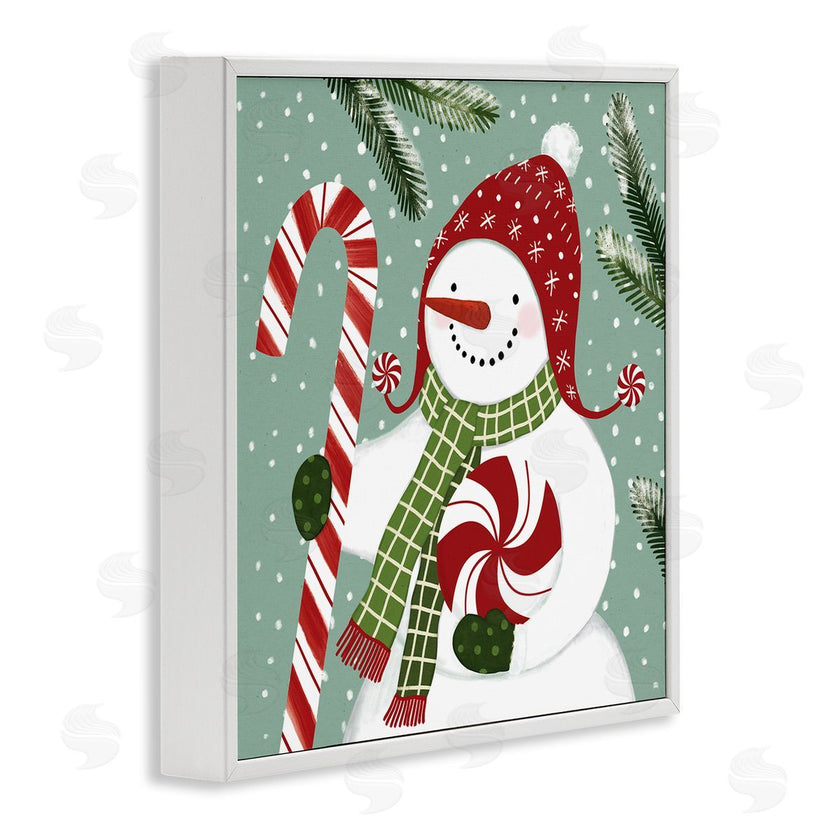 Victoria Barnes | Peppermint Candy Snowman Green Winter Forest