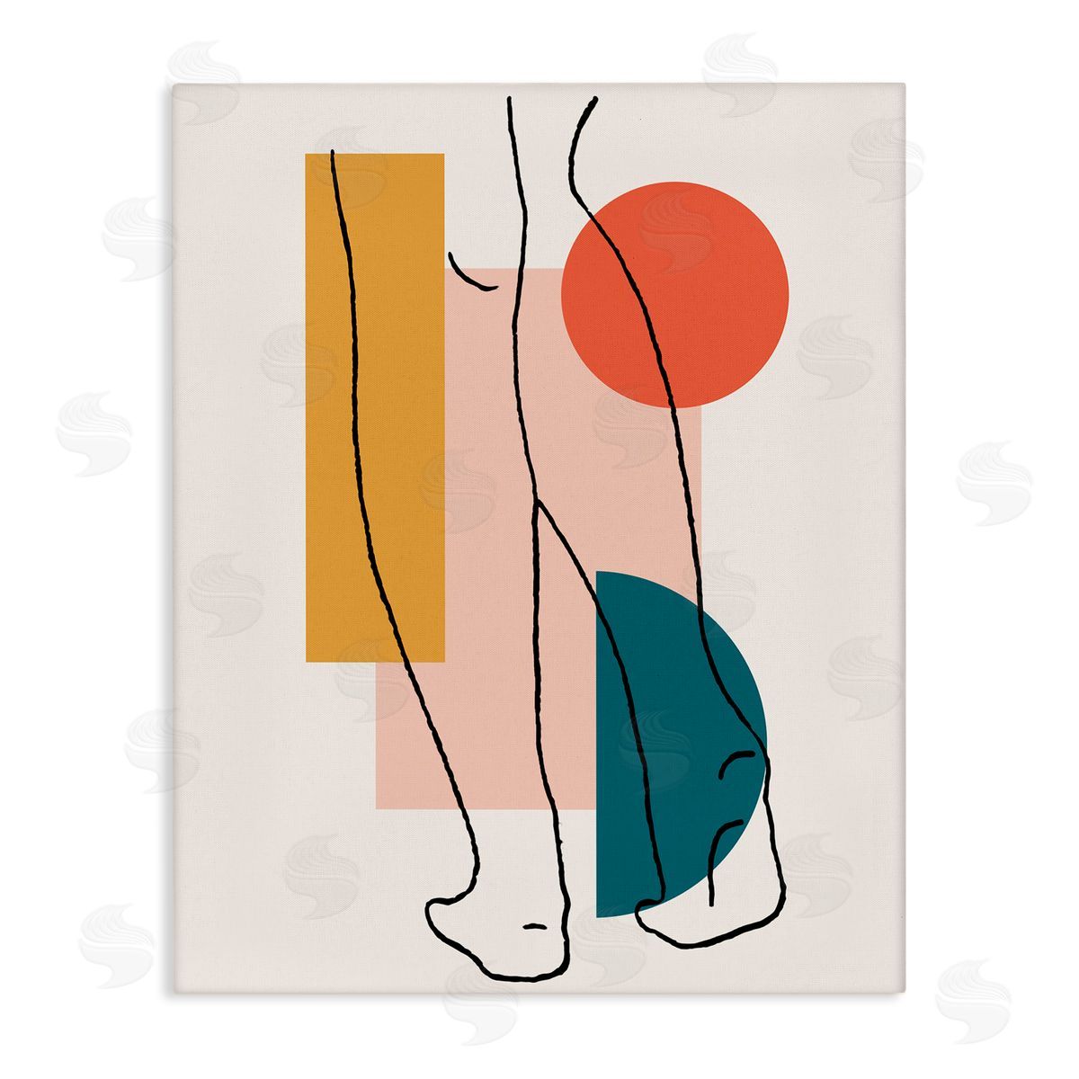 Alonzo Saunders Figure Line Drawing Bold Geometric Pop Shapes Canvas Wall Art