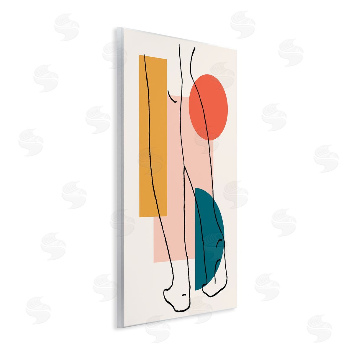 Alonzo Saunders Figure Line Drawing Bold Geometric Pop Shapes Wall Plaque Art