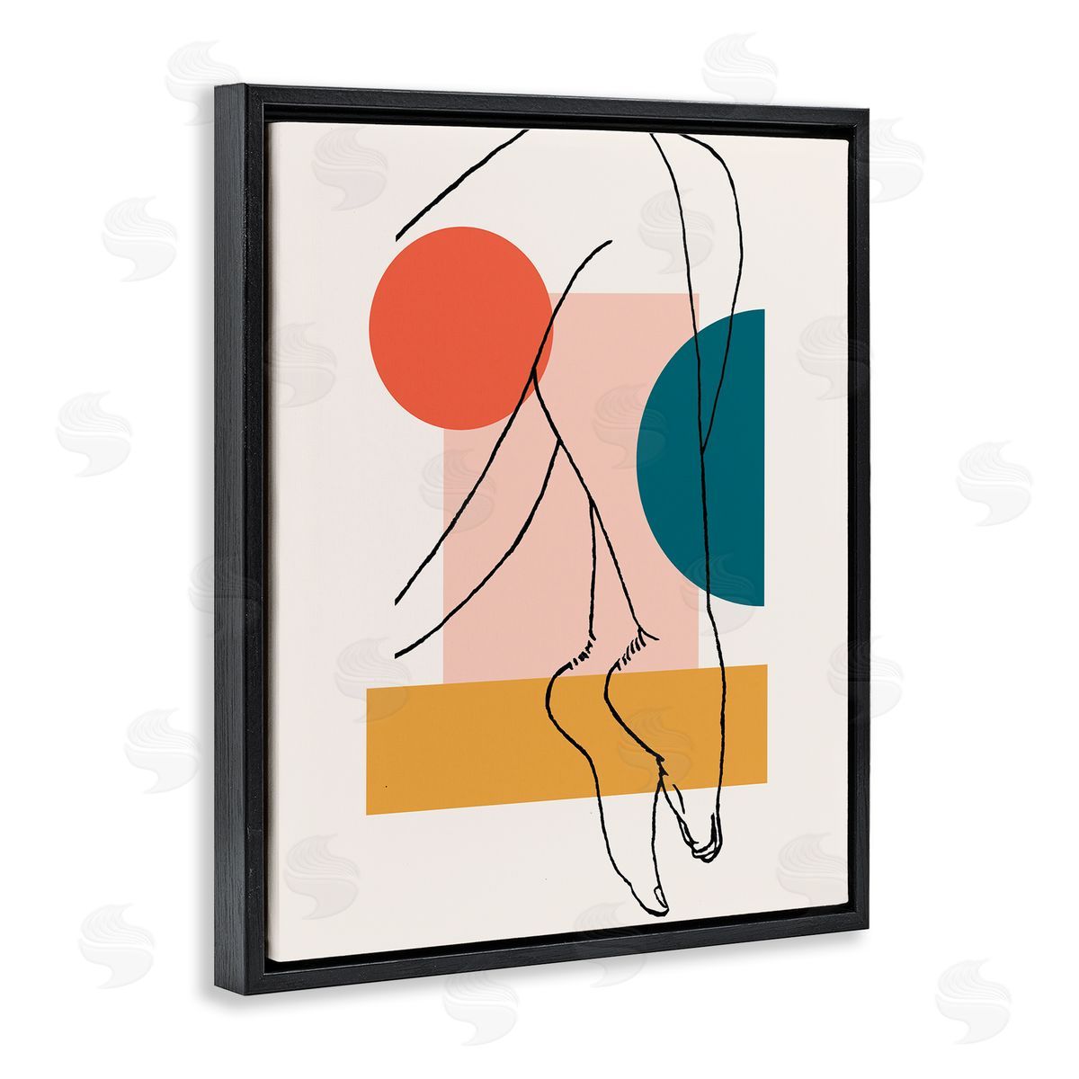 Alonzo Saunders Abstract Legs over Bold Geometric Blocked Shapes Black Floater Frame Canvas Art