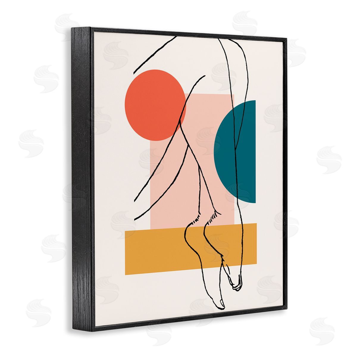 Alonzo Saunders Abstract Legs over Bold Geometric Blocked Shapes Black Framed Giclee Wall Art
