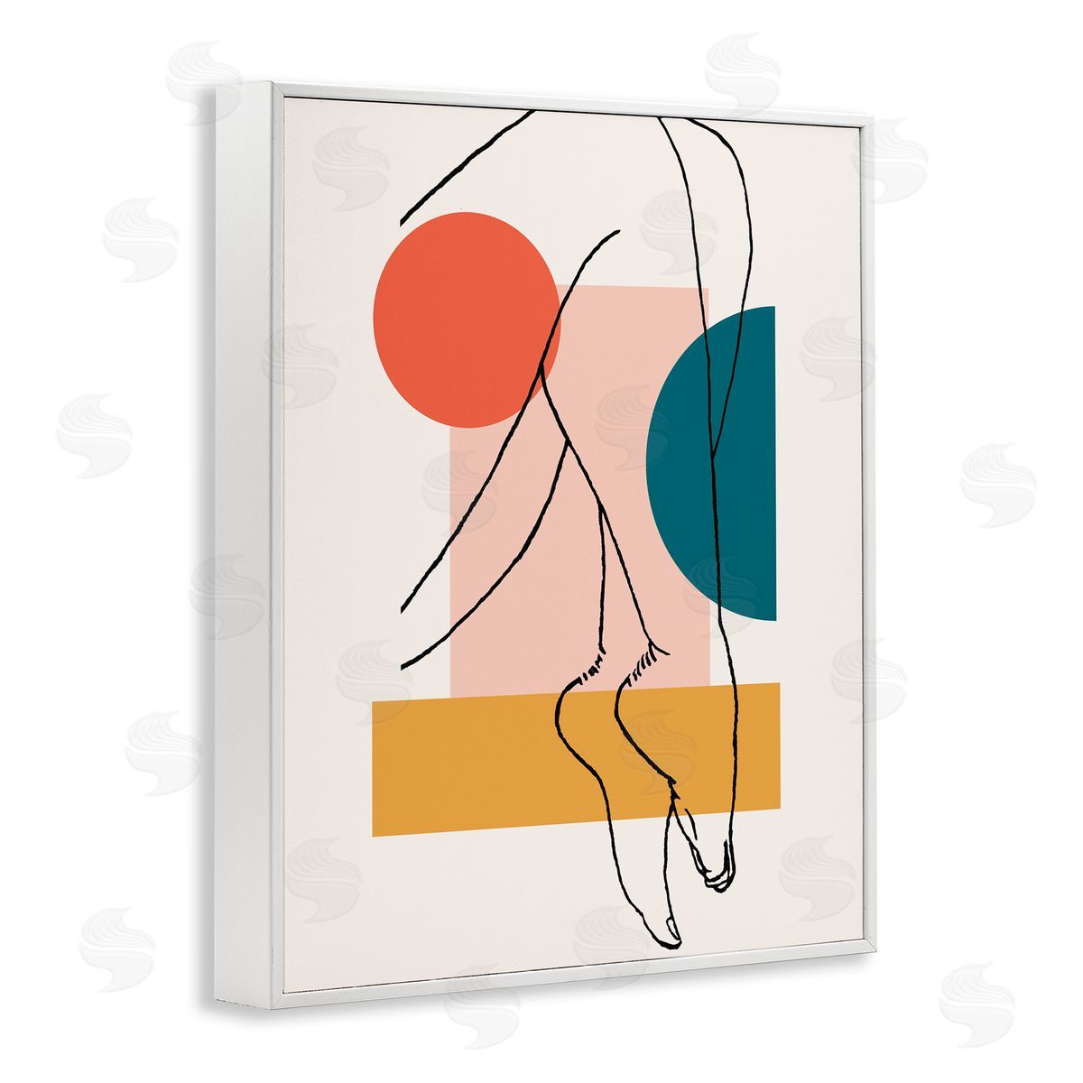 Alonzo Saunders Abstract Legs over Bold Geometric Blocked Shapes White Framed Giclee Wall Art