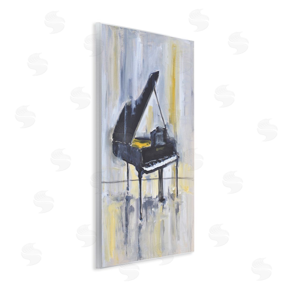 Allayn Stevens Distressed Grand Piano Instrument Blue Gold Wall Plaque Art