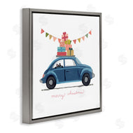 June Erica Vess | Blue Christmas Cat Car with Present Stack