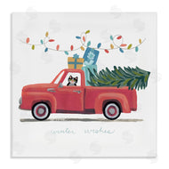 June Erica Vess | Cat Christmas Red Truck Winter Wishes Phrase
