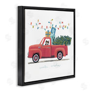 June Erica Vess | Cat Christmas Red Truck Winter Wishes Phrase