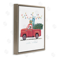 June Erica Vess | Cat Christmas Red Truck Winter Wishes Phrase
