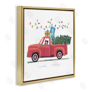 June Erica Vess | Cat Christmas Red Truck Winter Wishes Phrase