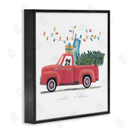 June Erica Vess | Cat Christmas Red Truck Winter Wishes Phrase