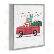 June Erica Vess | Cat Christmas Red Truck Winter Wishes Phrase