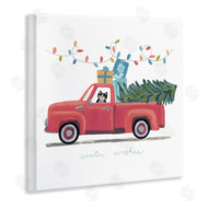 June Erica Vess | Cat Christmas Red Truck Winter Wishes Phrase
