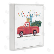 June Erica Vess | Cat Christmas Red Truck Winter Wishes Phrase