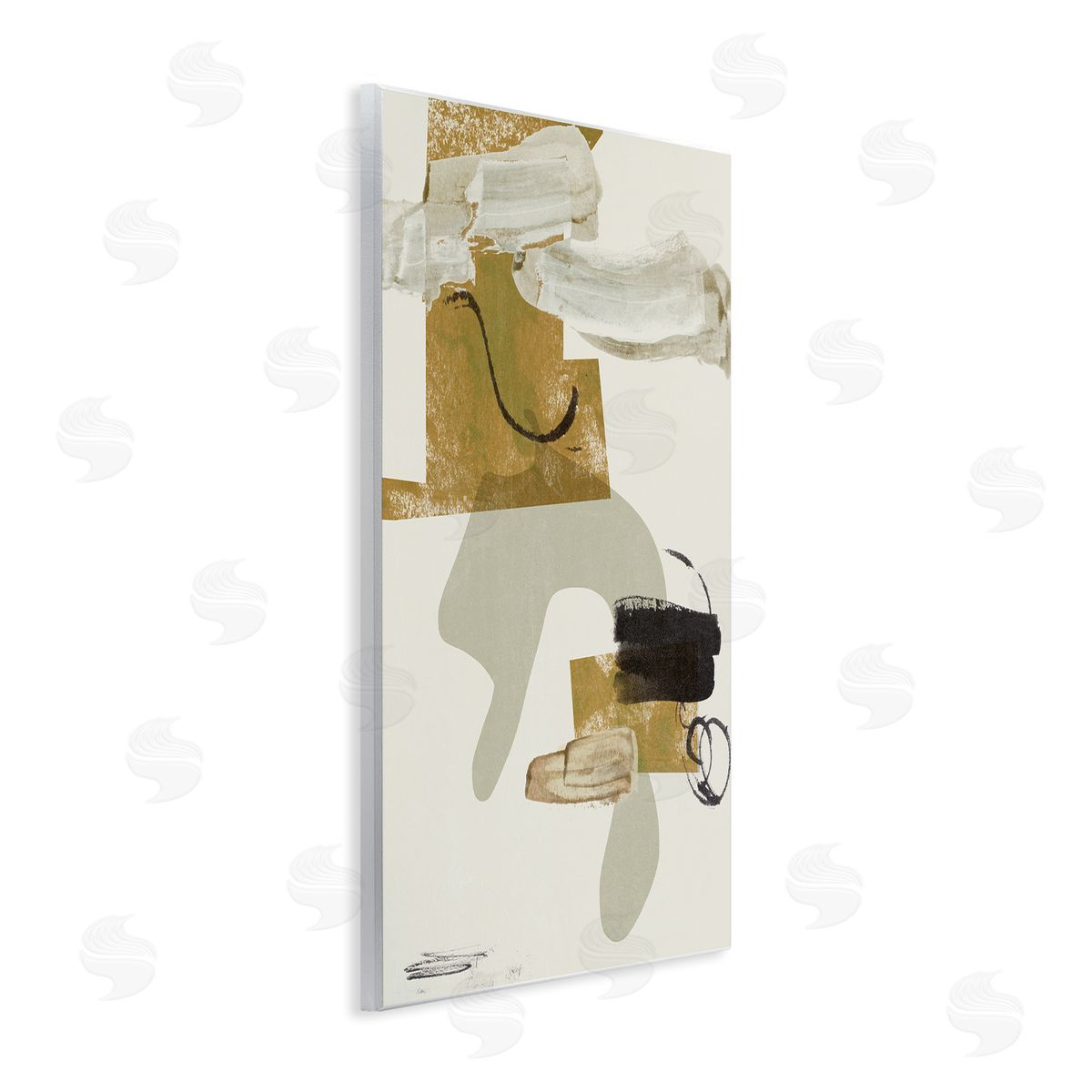 Melissa Wang Unique Curved Shape Abstraction Brown Tan Black Wall Plaque Art