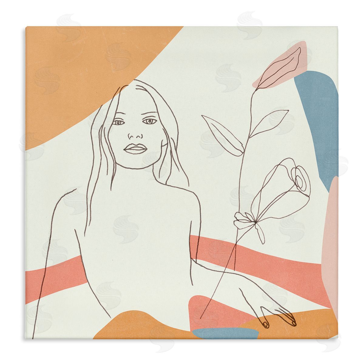 Melissa Wang Female Figure Study Blooming Floral Pastel Shapes Canvas Wall Art