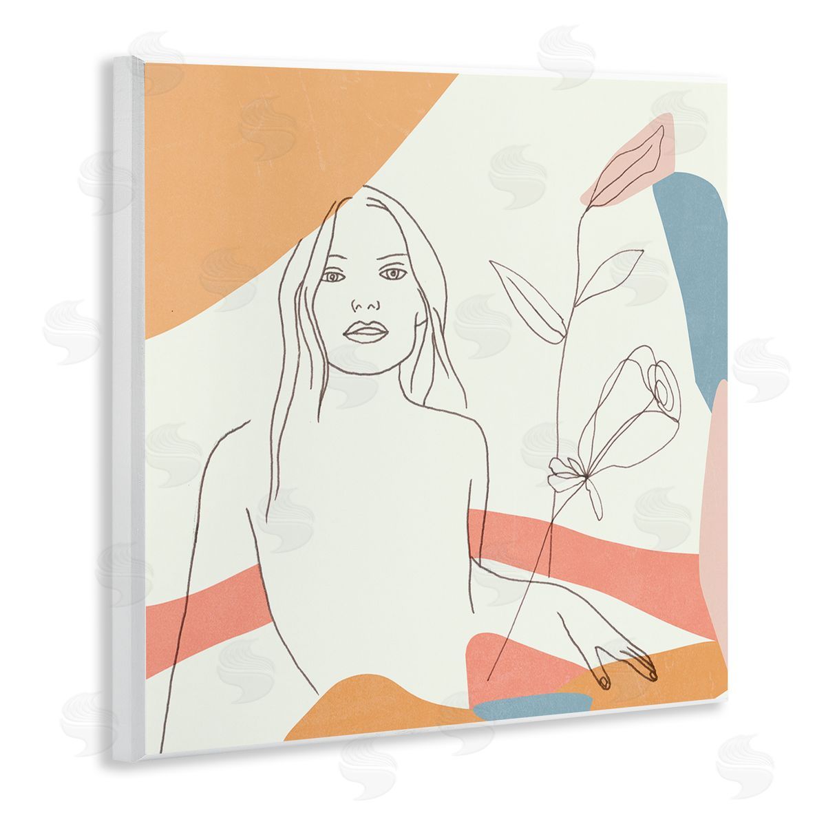 Melissa Wang Female Figure Study Blooming Floral Pastel Shapes Wall Plaque Art